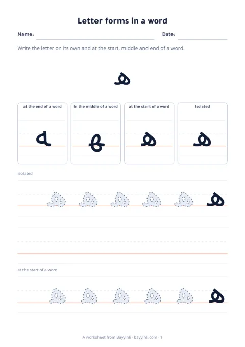 Sheet 6: Letter forms