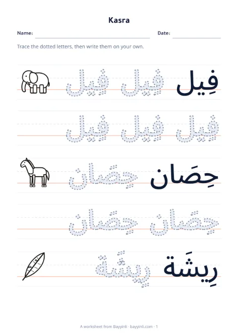 Sheet 2: Trace letters or words